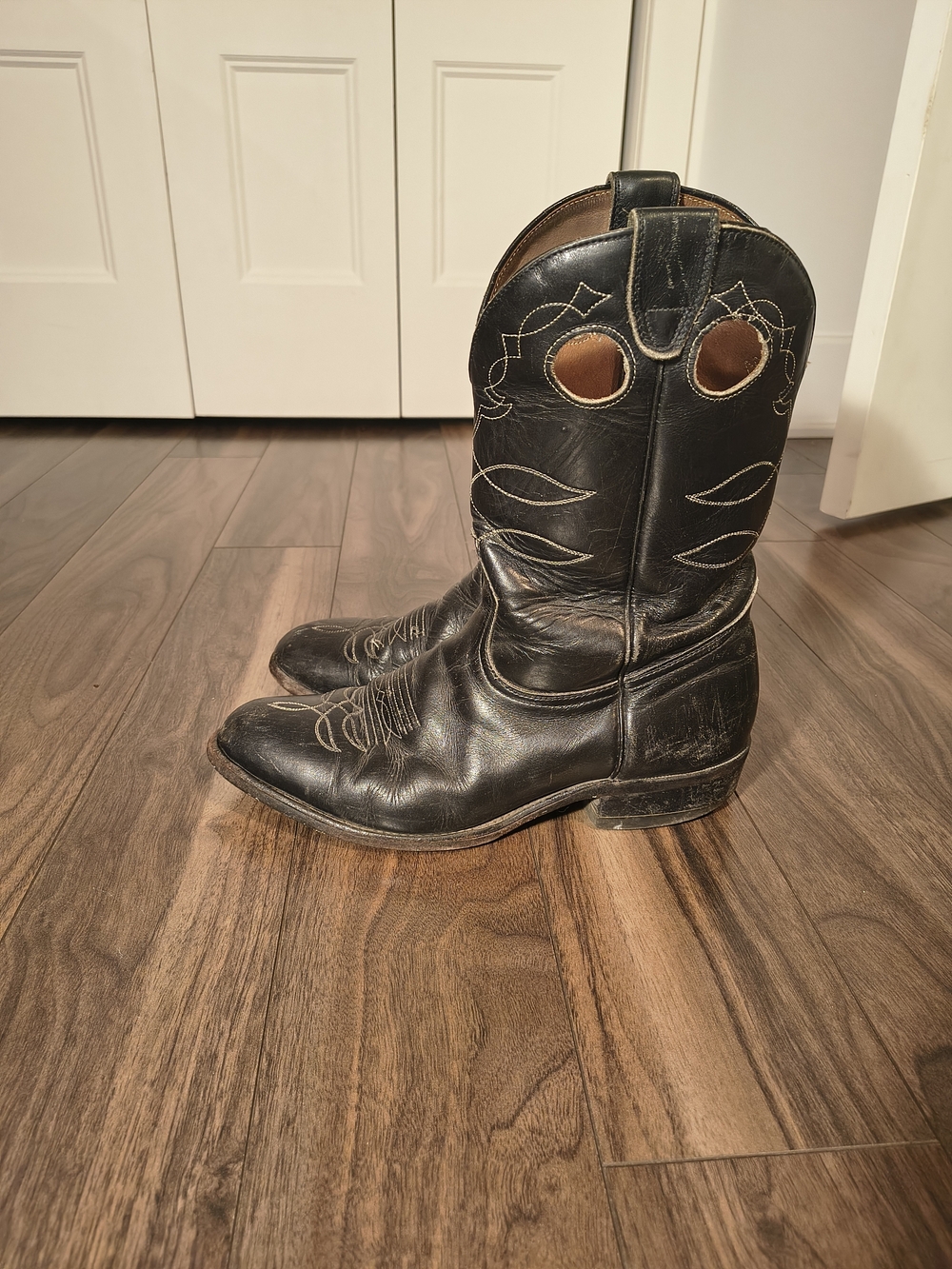 Vintage Boulet Canada Black Leather Cowboy Western Boots Men’s 10.5 B